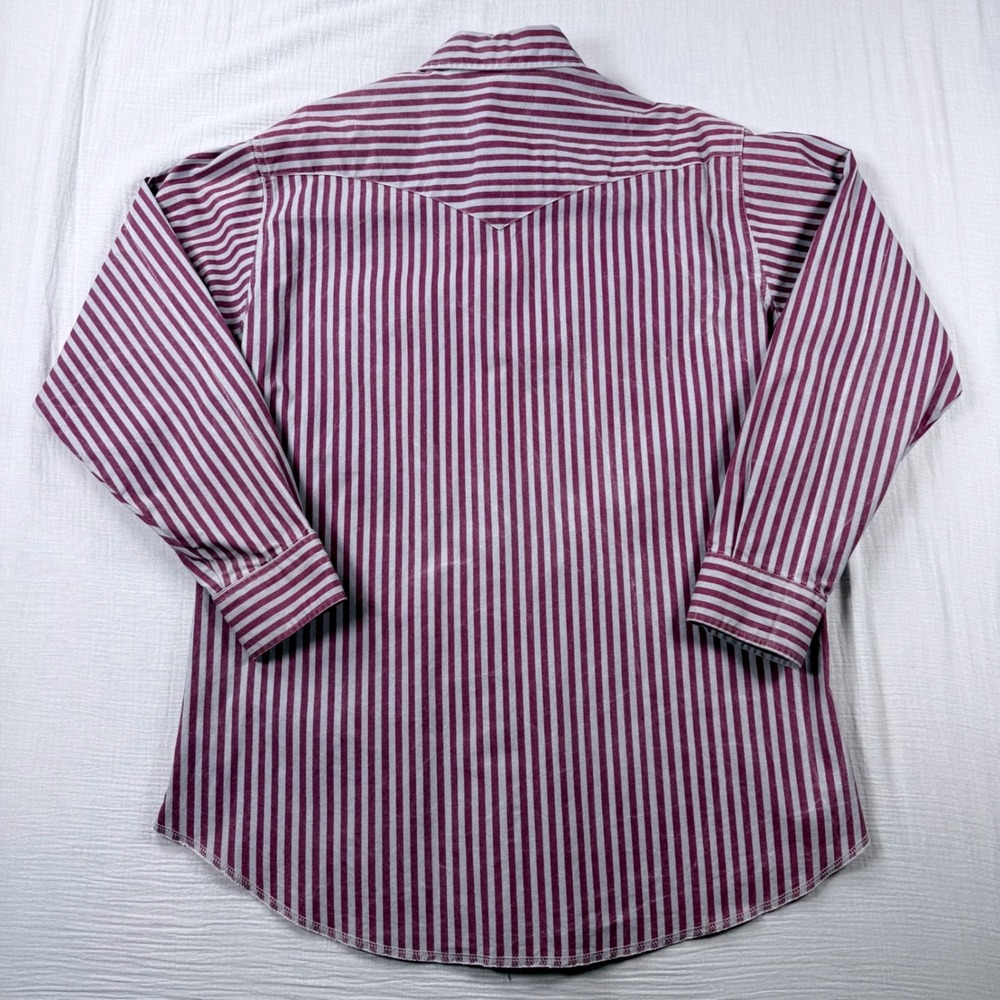 Vintage Wrangler Western Brushpopper Shirt Men 17-35 XL Purple Grey‎ Regular Fit - Picture 3 of 7